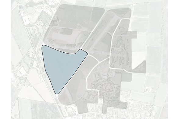 Plan highlighting the Lakeside Character Area on the site